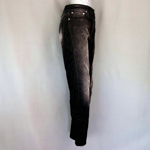 Ralph Lauren Purple Label 28 Black Velvet Pants Rhinestone Embellished 105 - Picture 6 of 15